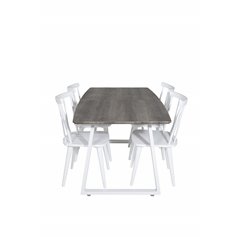 Inca Extentiontable - grey "oak" / white Legs, Mariannelund Windsor Chair - White_4