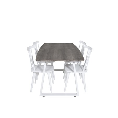 Inca Extentiontable - grey "oak" / white Legs, Mariannelund Windsor Chair - White_4