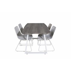 Inca Extentiontable - grey "oak" / white Legs, Cirebon Dining Chair - White Wash_4