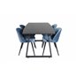 Inca Extentiontable - Black top / black Legs, Velvet Dining Chair - Blue / Black_4