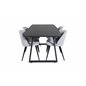 Inca Extentiontable - Black top / black Legs, Velvet Dining Chair Corduroy - Light Grey / Black_4