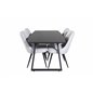 Inca Extentiontable - Black top / black Legs, Velvet Deluxe Dining Chair - Black Legs - Light Grey Fabric_4