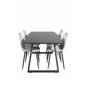 Inca Extentiontable - Black top / black Legs, Polar Diamond Dining Chair - Black Legs - Grey Velvet_4