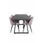 Inca Extentiontable - Musta toppi / mustat jalat, Velvet ruokatuoli - Pink / musta_4