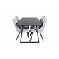 Inca Extentiontable - Black top / black Legs, Velvet Deluxe Dining Chair - Light Grey / Black_4