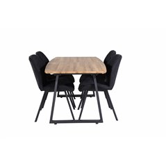 Inca Dining Table - 160/200*85*H75 - Oak / Black, Gemma Dining Chair - Black Legs - Black Fabric_4