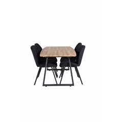 Inca Dining Table - 160/200*85*H75 - Oak / Black, Gemma  Dining Chair - Black Legs - Black Fabric_4