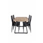 Inca Dining Table - 160/200*85*H75 - Oak / Black, Slim High Back Dining Chair - Black Legs - Black PU_4