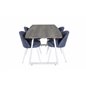 Inca Extentiontable - harmaa "tammi" / valkoinen Jalat, Velvet Dining Chiar - Valkoiset jalat - Blue Kangas_4