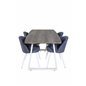 Inca Extentiontable - grey "oak"  / white Legs, Velvet Dining Chiar - White  legs - Blue Fabric_4