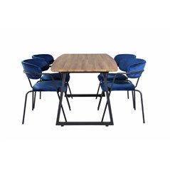 Inca Dining Table - 160/200*85*H75 - Oak / Black, Arrow armchair - Black Legs - Blue Velvet_4