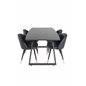 Inca Extentiontable - Black top / black Legs, Velvet Dining Chair w, Stiches - PU - Black / Black_4