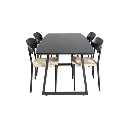 Inca Extentiontable - Black top / black Legs, Polly Dining Chair - Nature / Black_4