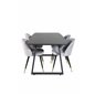 Inca Extentiontable - Black top / black Legs, Velvet Dining Chair Brass - Light Grey / Black_4