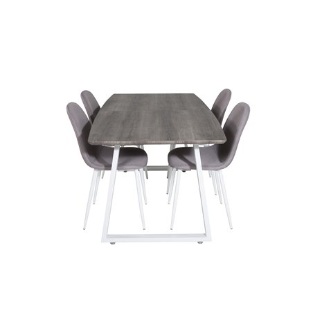 Inca Extentiontable - grey "oak"  / white Legs, Polar Dining Chair - Grey / White_4