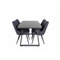 Inca Extentiontable - Black top / black Legs, Velvet Deluxe Dining Chair - Black Legs - Black Fabric_4