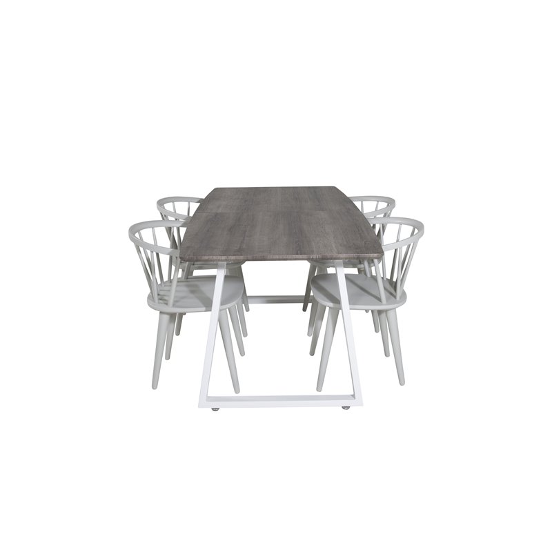 Inca Extentiontable - harmaa "tammi" / valkoinen Jalat, Bullerbyn Windsor ruokapöydän tuoli - Grey_4