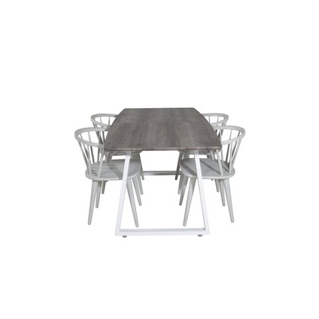 Inca Extentiontable - grey "oak" / white Legs, Bullerbyn Windsor Dining Chair - Grey_4