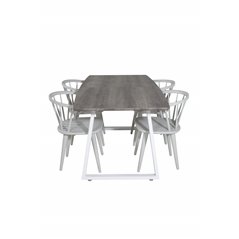 Inca Extentiontable - harmaa "tammi" / valkoinen Jalat, Bullerbyn Windsor ruokapöydän tuoli - Grey_4