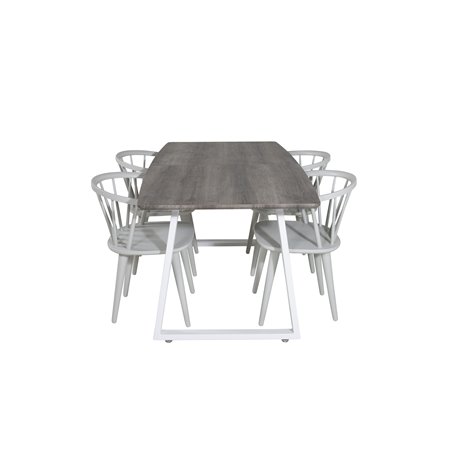 Inca Extentiontable - grey "oak" / white Legs, Bullerbyn Windsor Dining Chair - Grey_4