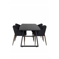 Inca forlængerbord - Sort top / sorte ben, Arch Dining Chair - Valnøddeben - Sort stof_4