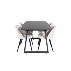 Inca Extentiontable - Black top / black Legs, Velvet Dining Chair - Beige / Black_4