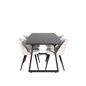 Inca forlængerbord - Sort top / sorte ben, Spisebordsstol i fløjl - Beige / Sort_4