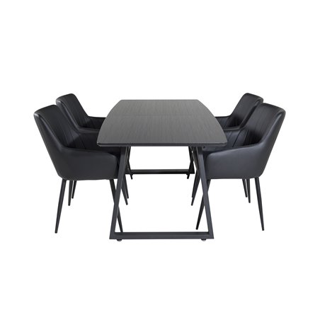 Inca Extentiontable - Black top / black Legs, Comfort Dining Chair - Black / Black_4