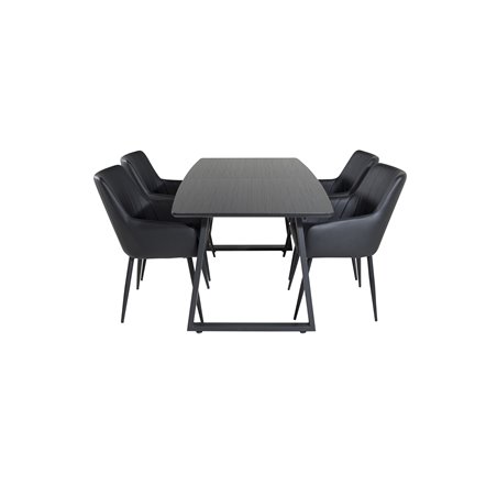 Inca Udtræksbord - Sort top / sorte ben, Comfort Dining Chair - Sort / Sort_4