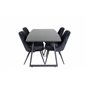 Inca Extentiontable - Black top / black Legs, Velvet Deluxe Dining Chair - Black / Black_4