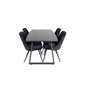 Inca Extentiontable - Black top / black Legs, Velvet Deluxe Dining Chair - Black / Black_4