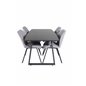 Inca Extentiontable - Black top / black Legs, Gemma  Dining Chair - Black Legs - Grey Fabric_4