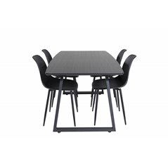 Inca Extentiontable - Black top / black Legs, Polar Plastic Dining Chair - Black Legs / Black Plastic_4