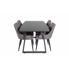 Inca Extentiontable - Black top / black Legs, Plaza Dining Chair - Dark Grey / Black_4