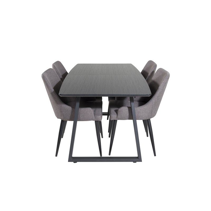 Inca Extentiontable - Black top / black Legs, Plaza Dining Chair - Dark Grey / Black_4