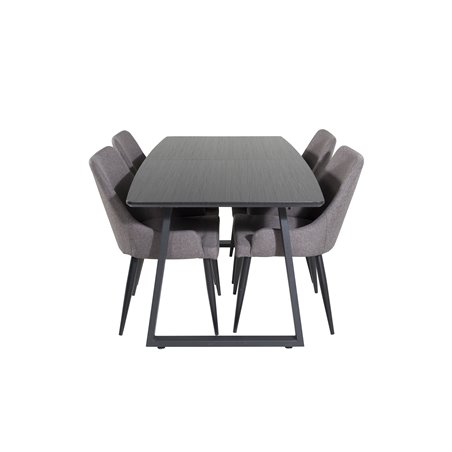 Inca Extentiontable - Black top / black Legs, Plaza Dining Chair - Dark Grey / Black_4