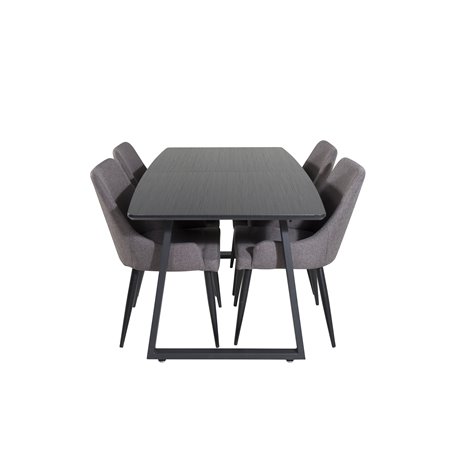 Inca Extentiontable - Black top / black Legs, Plaza Dining Chair - Dark Grey / Black_4