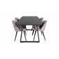 Inca Extentiontable - Black top / black Legs, Velvet Dining Chair Corduroy - Pink / Black_4