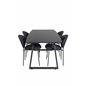 Inca Extentiontable - Black top / black Legs, Vault Dining Chair - Black Legs - Black Fabric_4