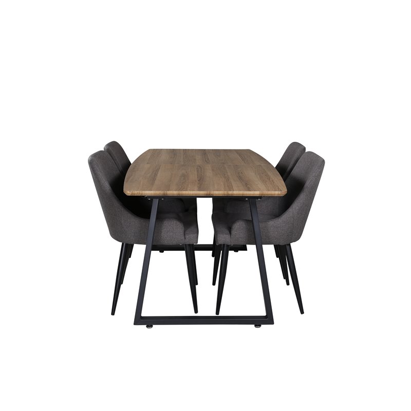 Inca Dining Table - 160/200*85*H75 - Oak / Black, Plaza Dining Chair - Dark Grey / Black_4