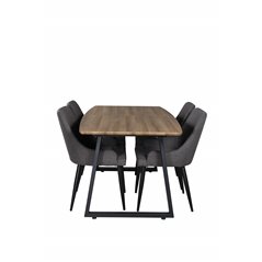 Inca Spisebord - 160/200 * 85 * H75 - Eg / Sort, Pla za Spisestuestol - Mørkegrå / Sort_4