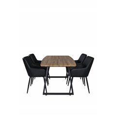 Inca Dining Table - 160/200*85*H75 - Oak / Black, Comfort Dining Chair - Black / Black_4