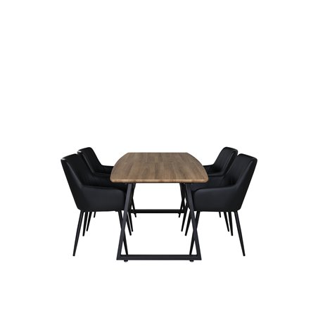 Inca Dining Table - 160/200*85*H75 - Oak / Black, Comfort Dining Chair - Black / Black_4