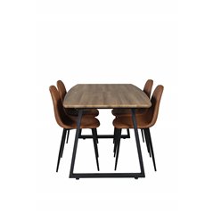 Inca Dining Table - 160/200*85*H75 - Oak / Black, Polar Dining Chair - Brown / Black _4