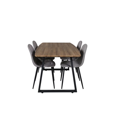 Inca Dining Table - 160/200*85*H75 - Oak / Black, Polar Dining Chair - Grey / Black_4