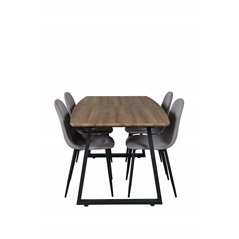 Inca Dining Table - 160/200*85*H75 - Oak / Black, Polar Dining Chair - Grey / Black_4