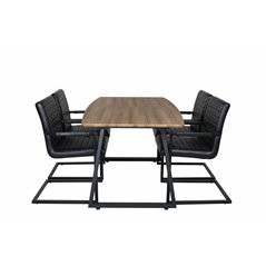 Inca Dining Table - 160/200*85*H75 - Oak / Black, Art Armchair - Black / Black_4