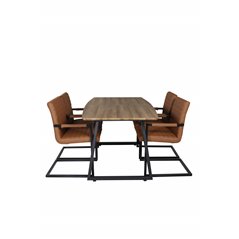 Inca Dining Table - 160/200*85*H75 - Oak / Black, Art Armchair - Brown / Black_4