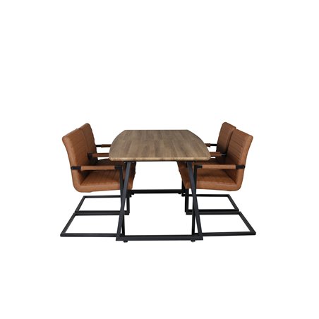 Inca Dining Table - 160/200*85*H75 - Oak / Black, Art Armchair - Brown / Black_4