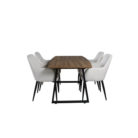 Inca Dining Table - 160/200*85*H75 - Oak / Black, Comfort Dining Chair - Beige / Black_4